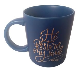 Blue Daystar coffee mug cup He restores my Soul
